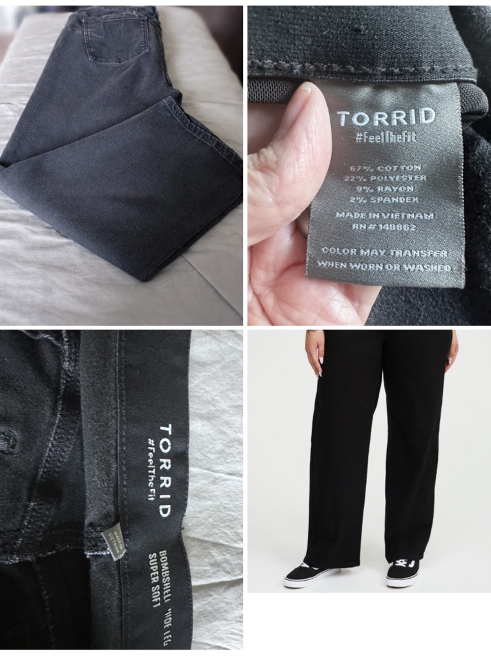 Torrid Bombshell Wide Leg Jeans Super Soft Black Denim Plus Size - Picture 2 of 3